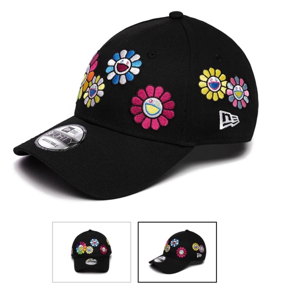 New Era x Takashi Murakami Flower Allover Cloth Strap 9Forty Hat Black - Picture 2 of 9